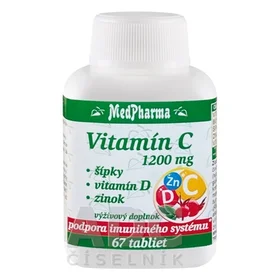 VITAMIN C 1200 MG - SIPKY, VITAMIN D, ZINOK - 67 TBL.